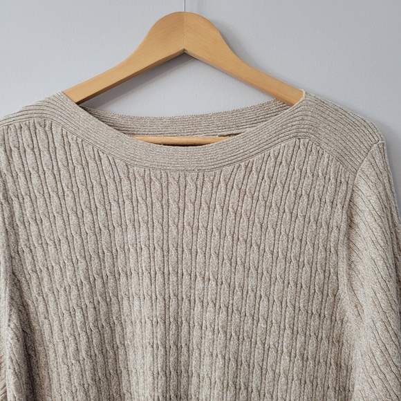 Women's Soft Cable Knit Crewneck Sweater 3/4 Sleeve Plus Size 3X - Picture 4 of 8